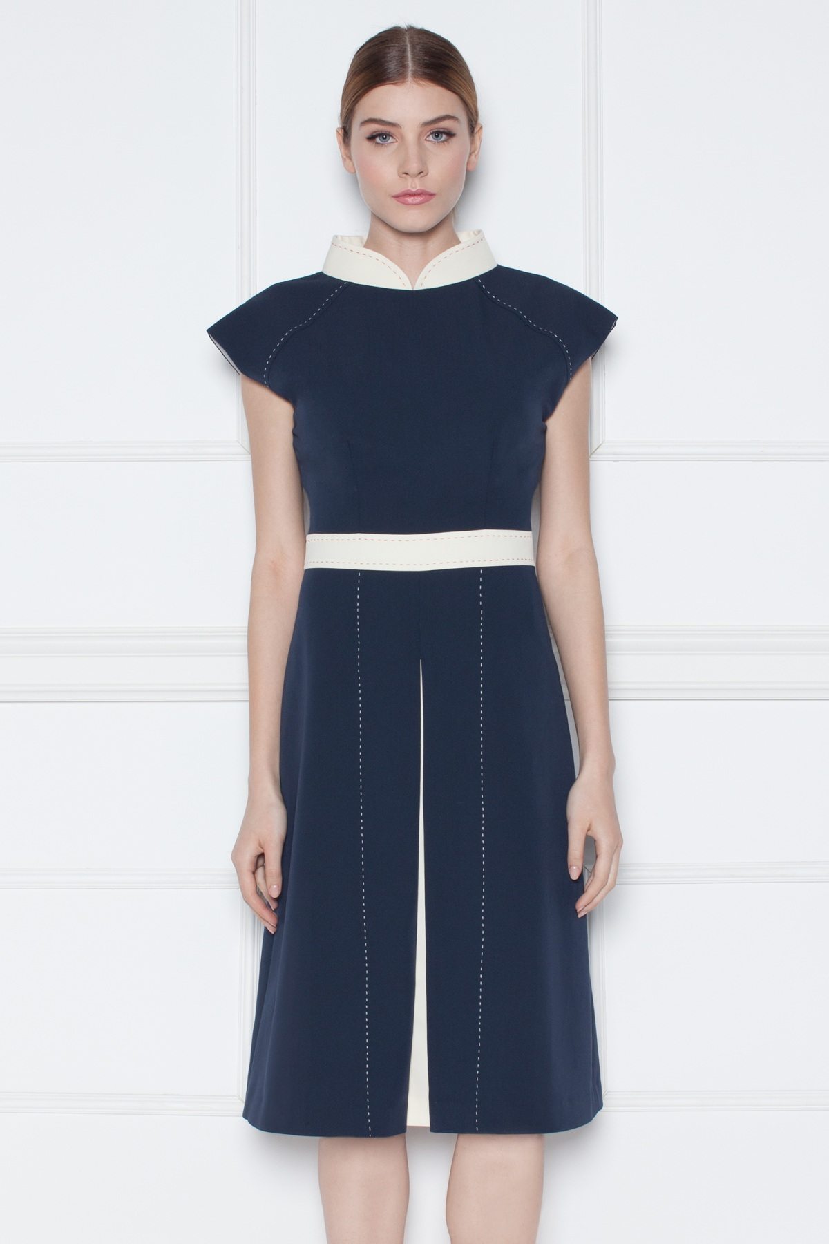 Rochie de zi cu detaliu in talie Bleumarin