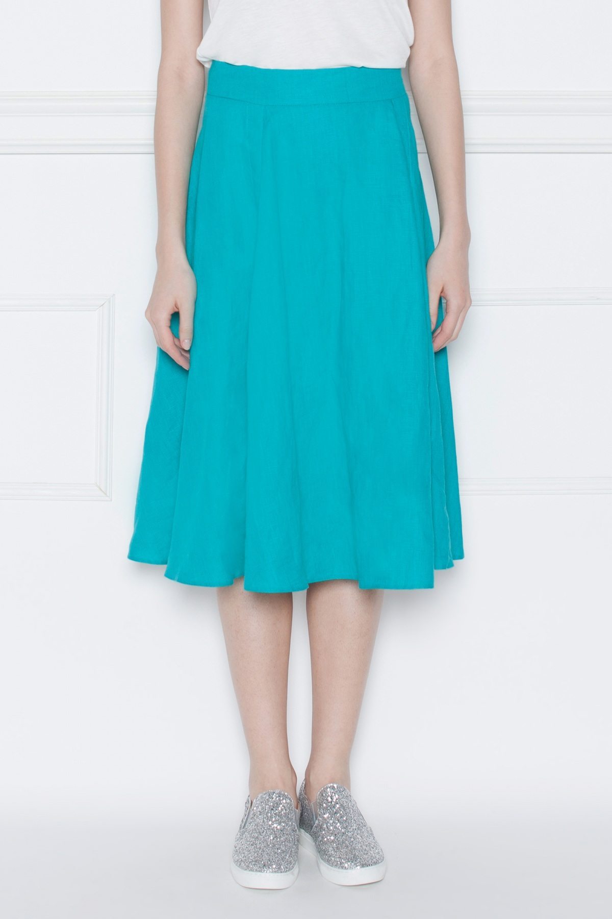 Fusta midi cu pliuri Aqua