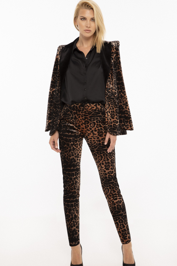 Leopard-print velvet pants