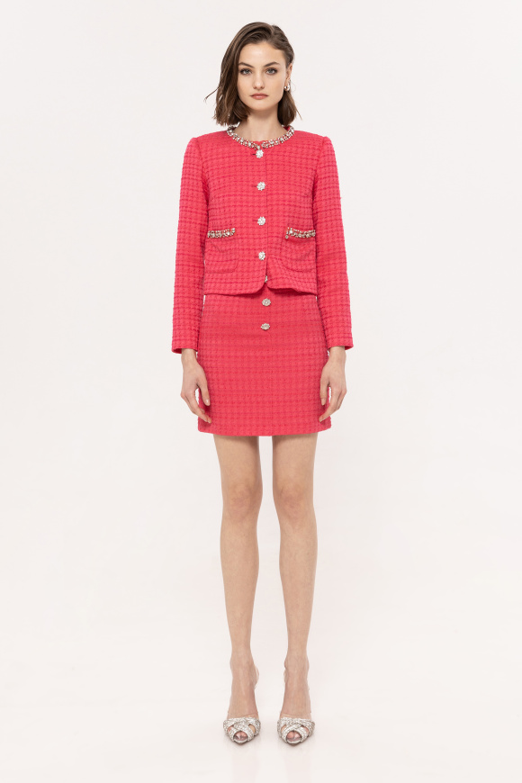 Fusta din boucle cu talie inalta