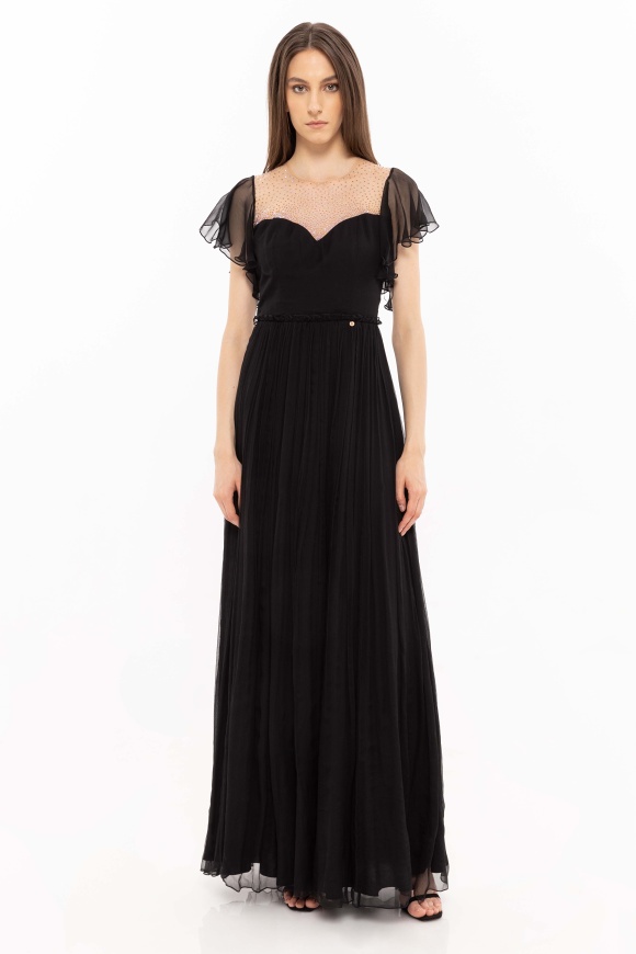 Crystal-embellished silk dress