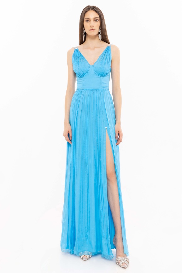 Crystal-embellished silk dress