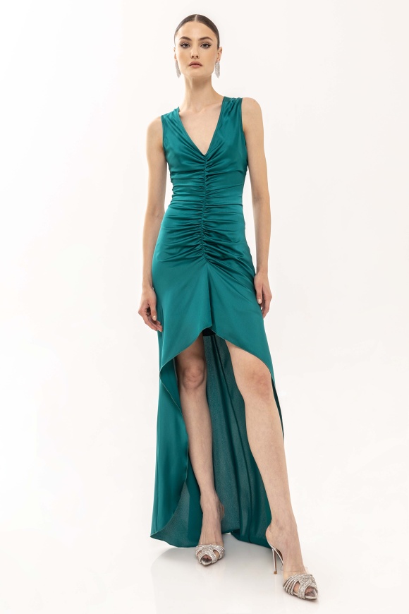 Ruched satin dress