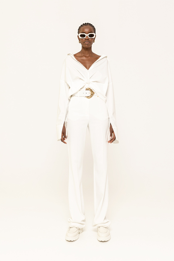 Pantaloni drepti cu talie inalta