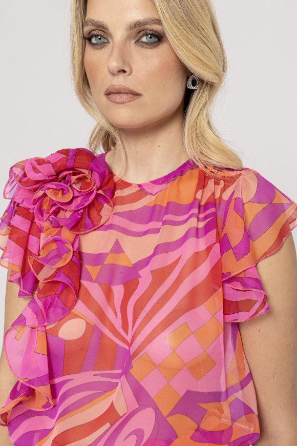 Floral-detail silk top