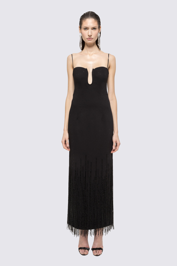 Fringe-detail maxi dress
