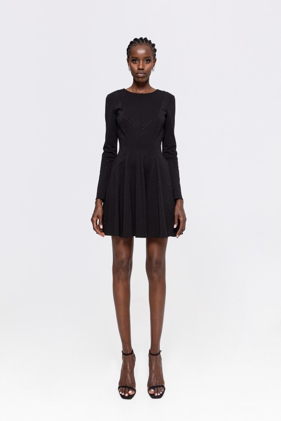 Rochie din bumbac cu cristale negre