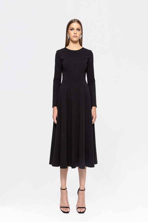 Rochie din bumbac cu cristale negre