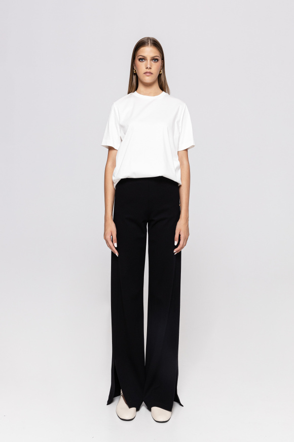 Pantaloni drepti cu talie elastica