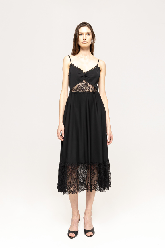 Lace insert midi dress