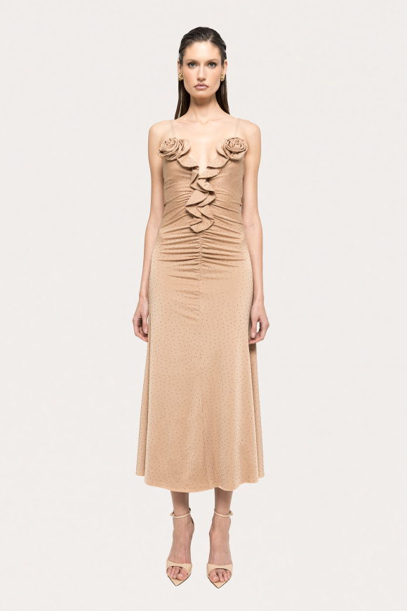 Rochie cu strasuri si detalii tip floare