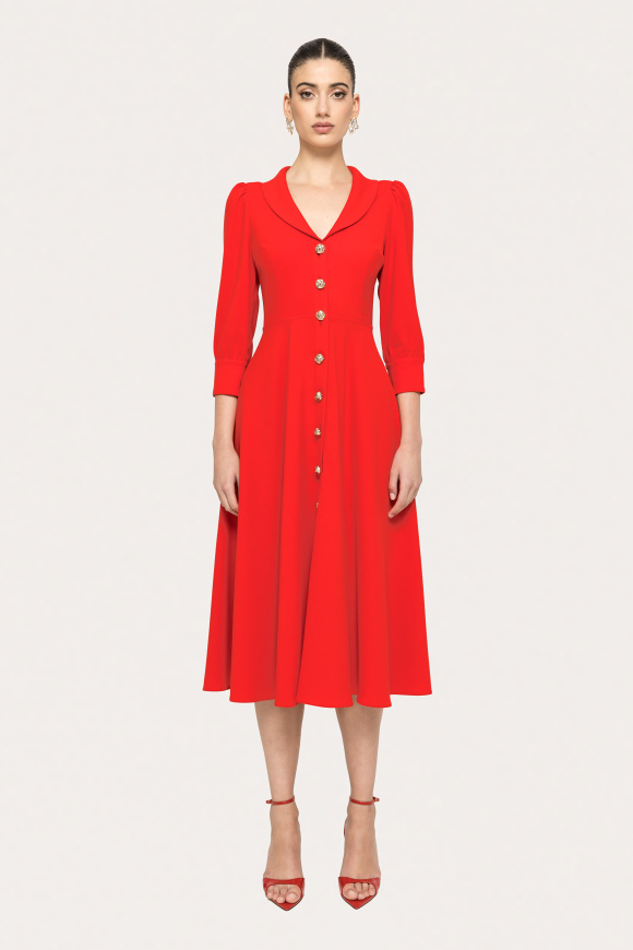 Rochie din crep cu nasturi metalici