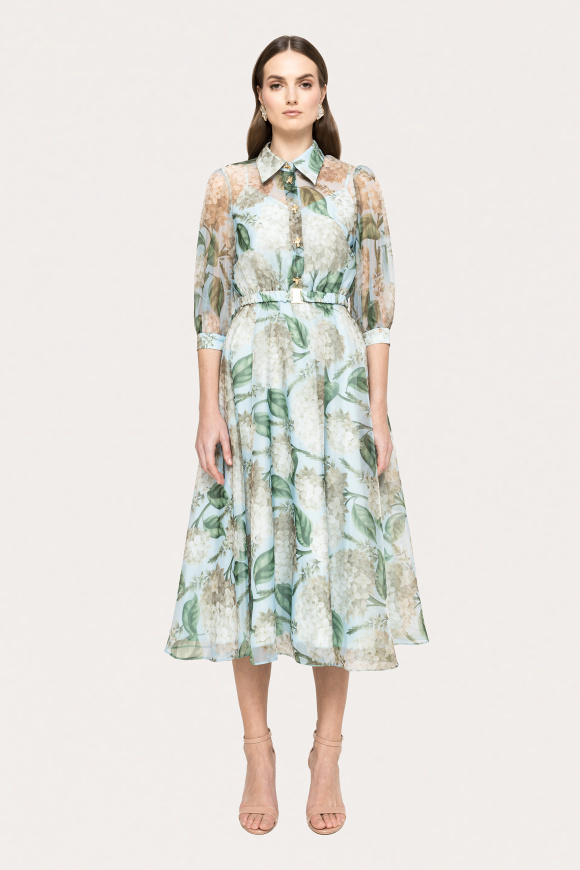 Rochie din organza cu imprimeu floral