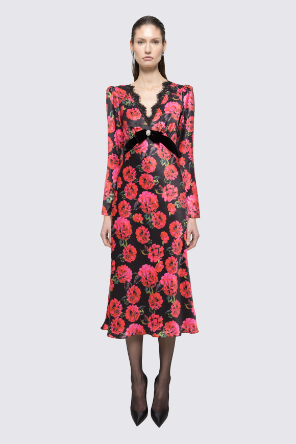 Rochie satinata cu detaliu din cristale