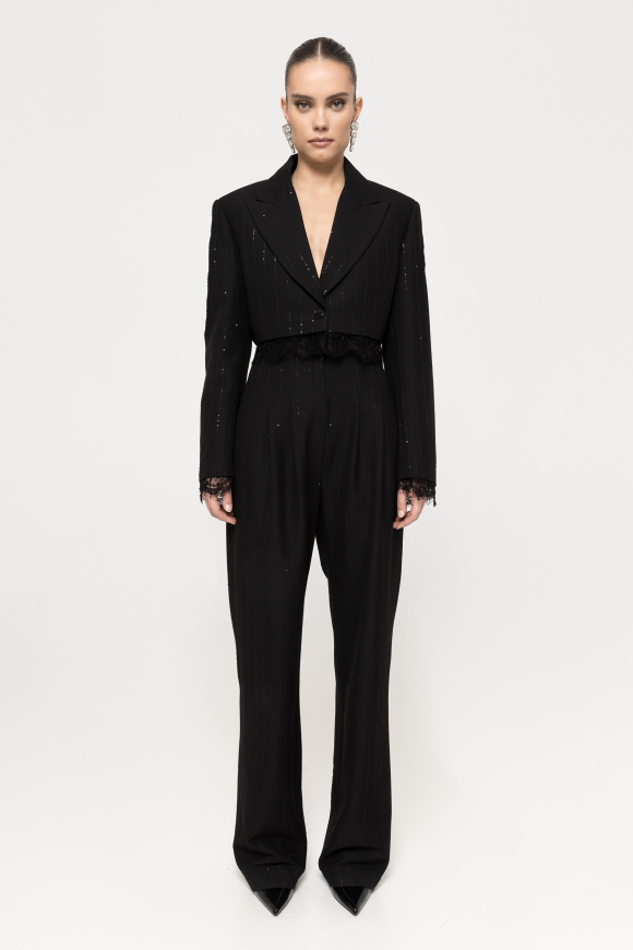 Sacou din stofa cu terminatie de dantela