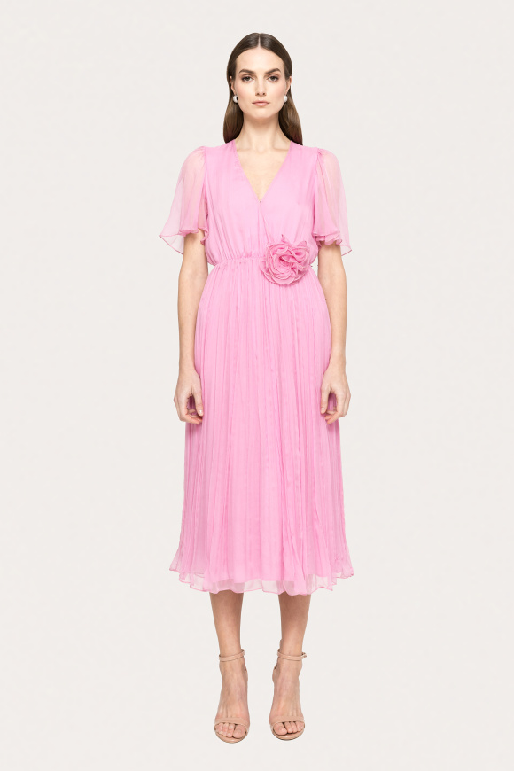 Rochie din matase cu floare in talie