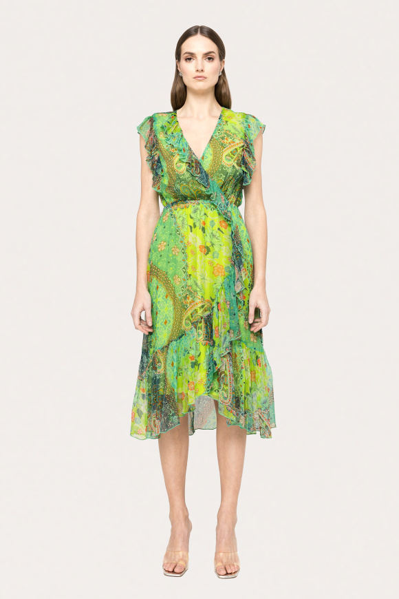 Rochie din matase cu volane