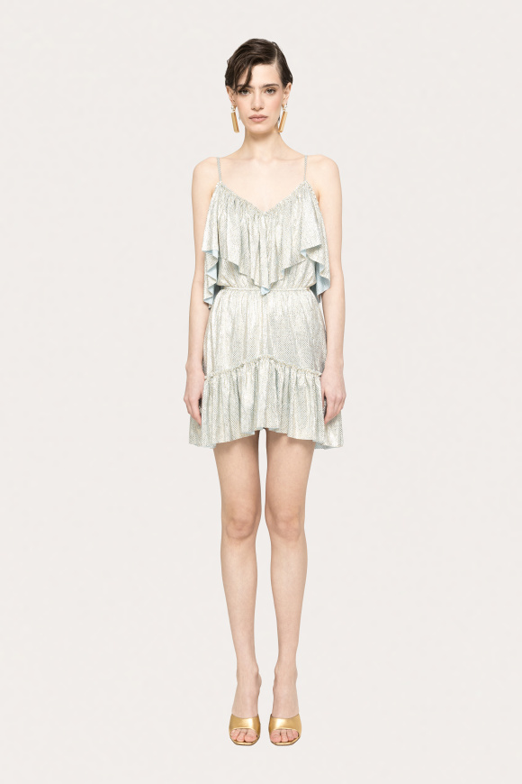 Rochie cu volane si bretele subtiri