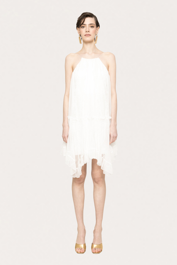 Rochie din matase cu aplicatii de dantela