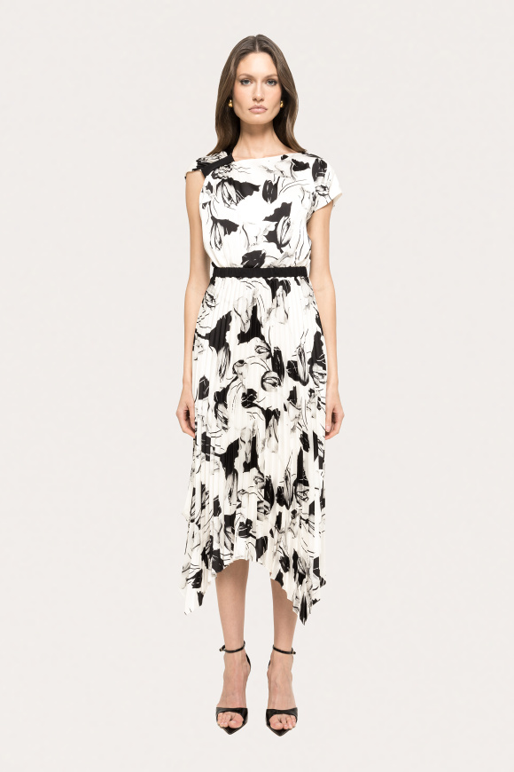 Rochie plisata cu imprimeu