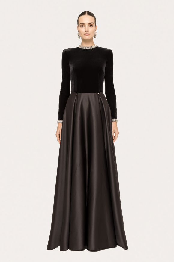 Rochie din tafta cu bust de catifea