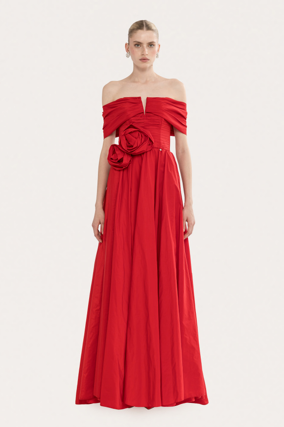 Rochie din tafta cu bust tip corset