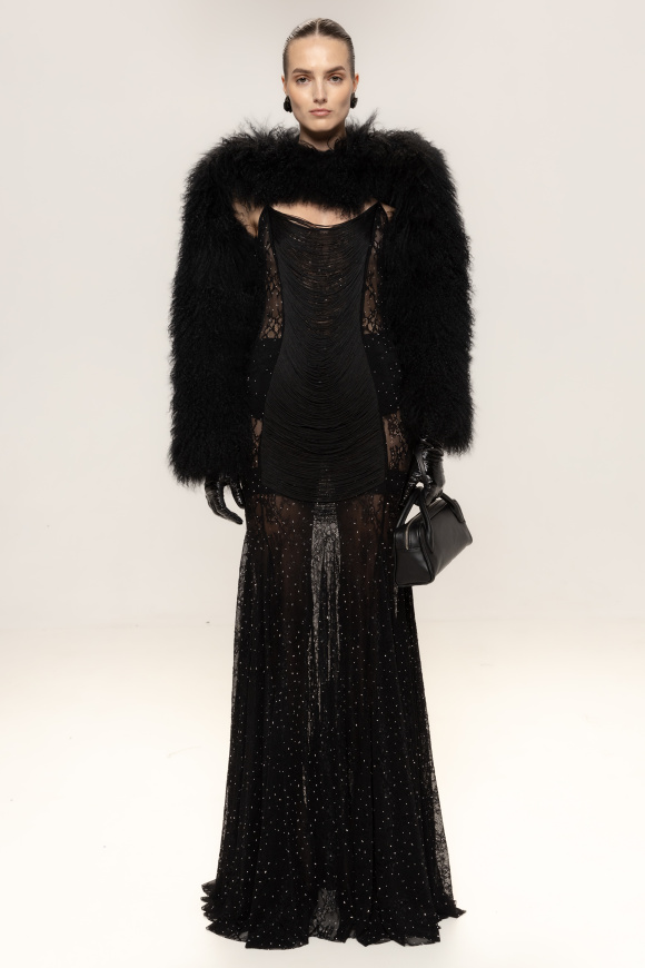 Fringed lace maxi dress