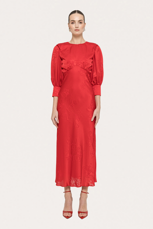 Rochie din vascoza cu maneci bufante