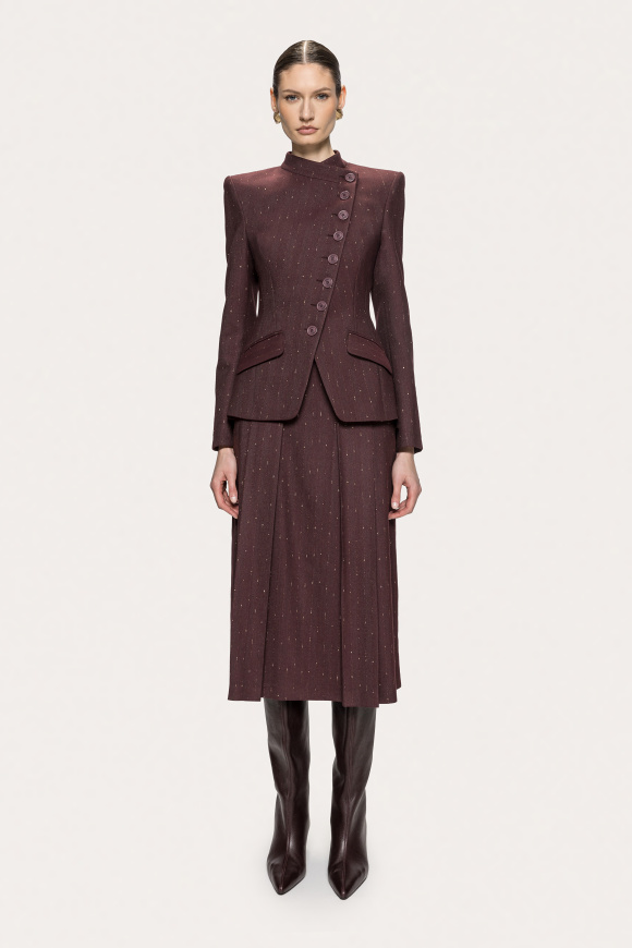 Fitted gold-thread tailored blazer