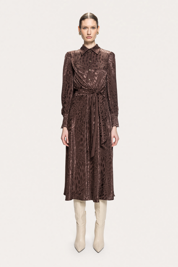 Leopard print viscose-blend midi dress