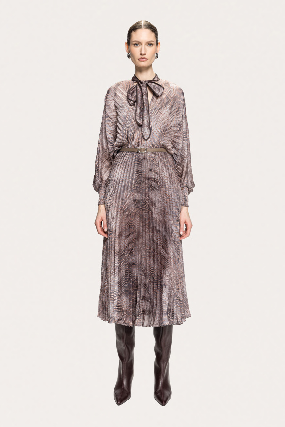 Pleated chiffon midi dress