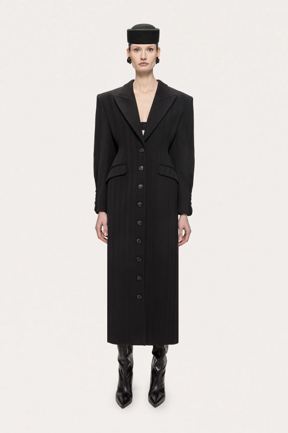 Fitted wool blend coat