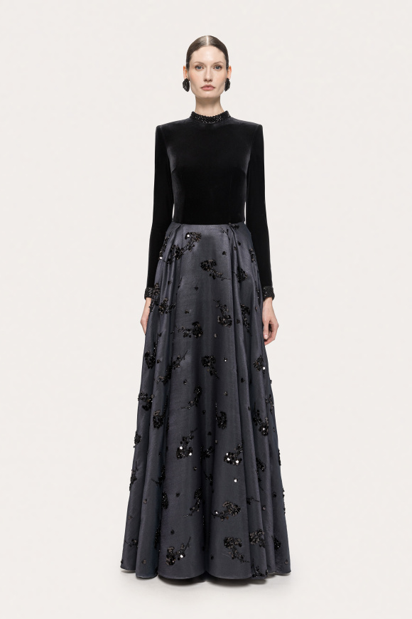 Velvet sequin embellished maxi dress
