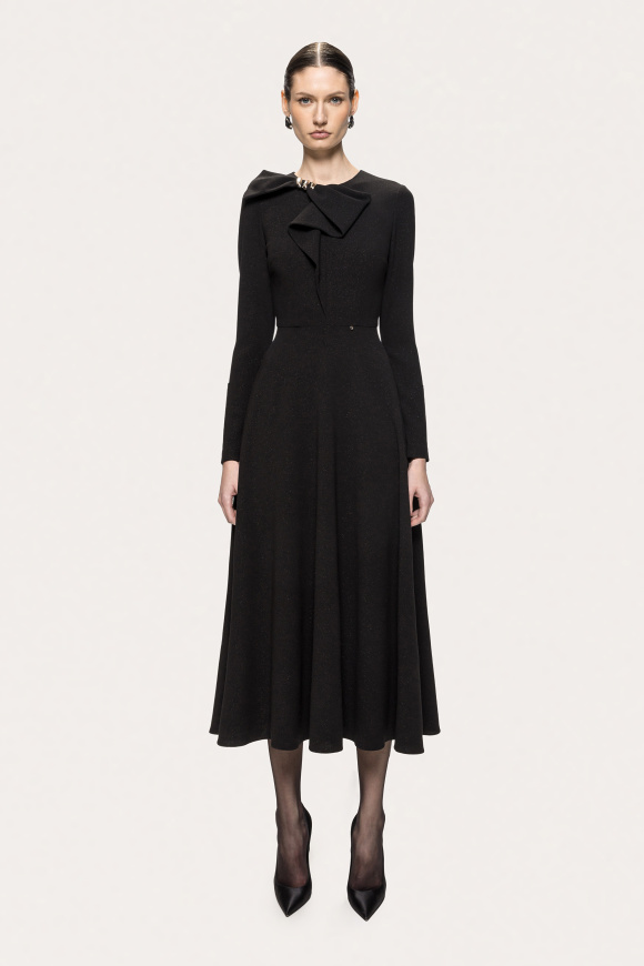 Lurex crepe bow-detail midi dress