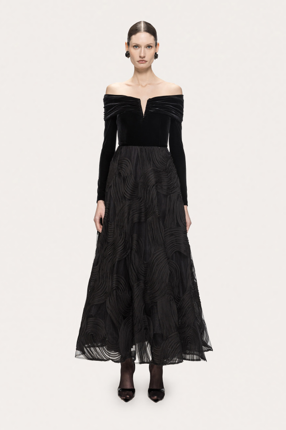 Rochie din tull cu bust de catifea