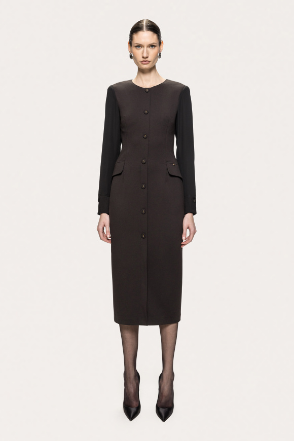 Tailored decorative button midi dress