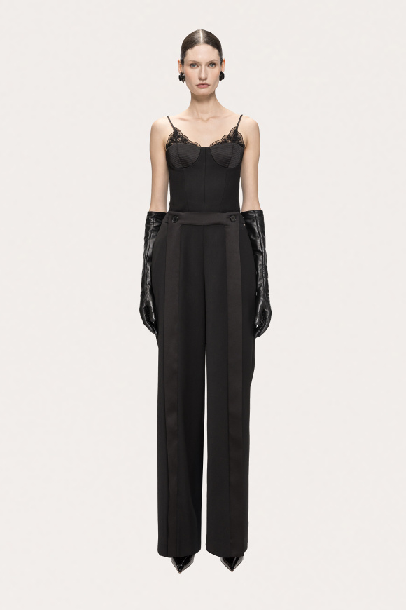 Wool blend straight-leg pants
