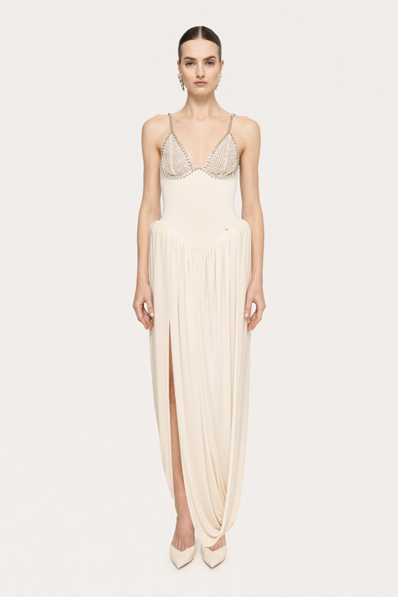 Rochie cu cristale si solduri proeminente