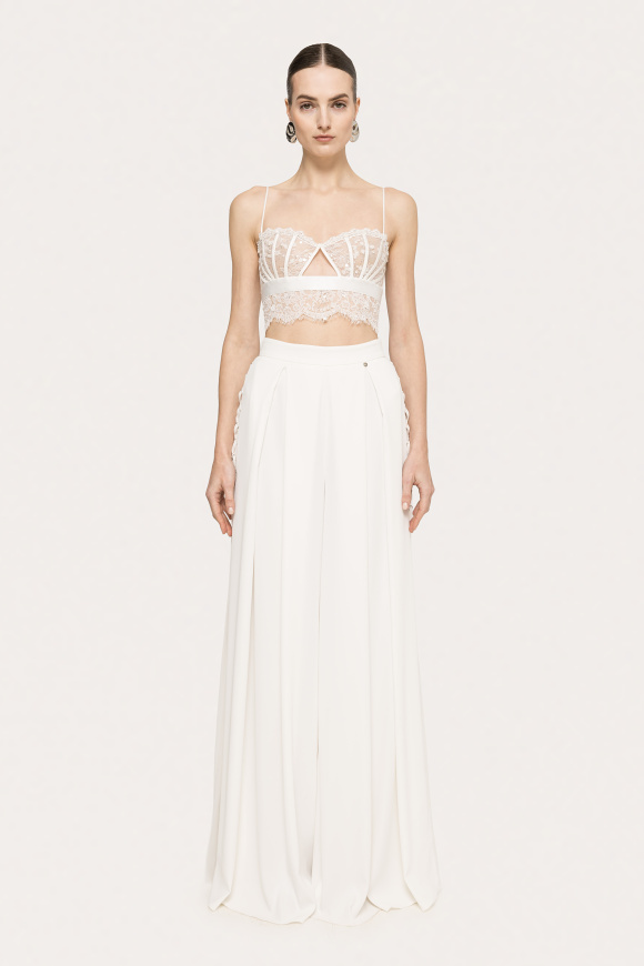 Lace-up detail palazzo pants