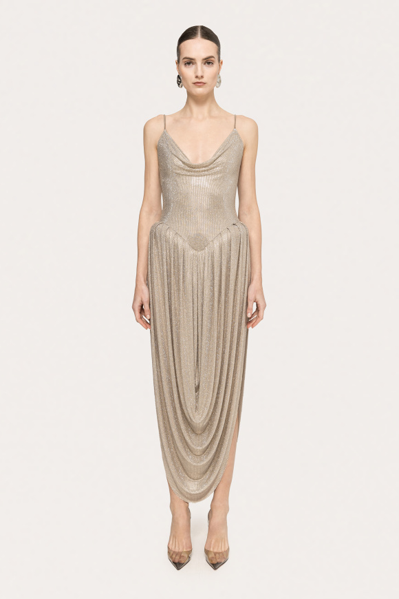 Rochie din cristale si solduri proeminente