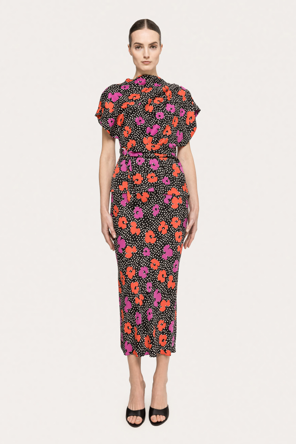 Fusta din vascoza cu imprimeu floral