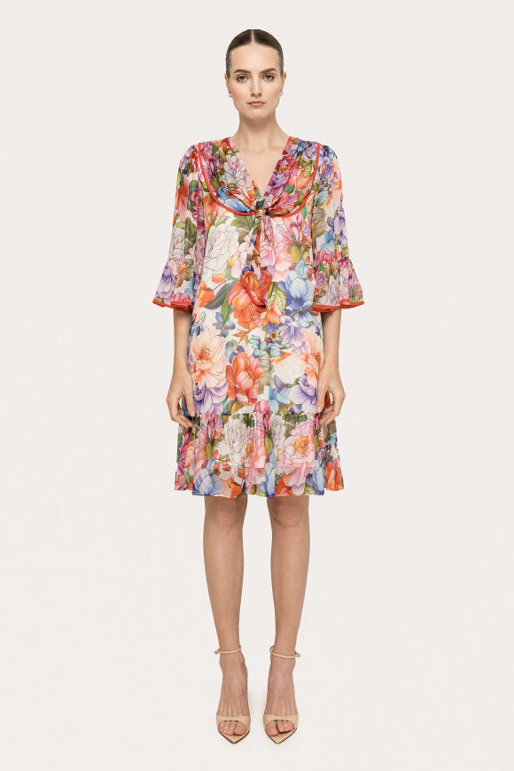 Rochie din matase cu imprimeu floral