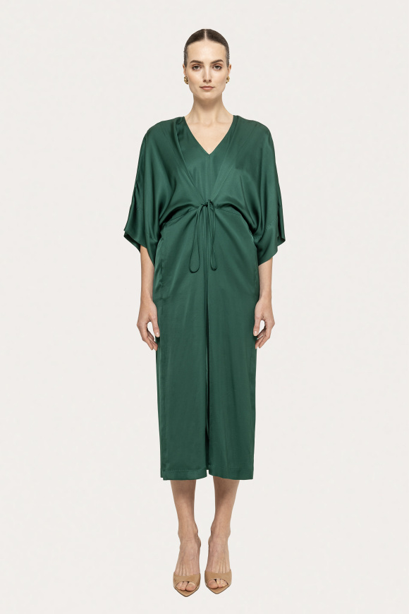 Drawstring viscose midi dress