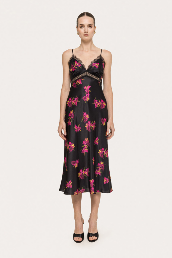 Rochie cu mătase şi imprimeu floral