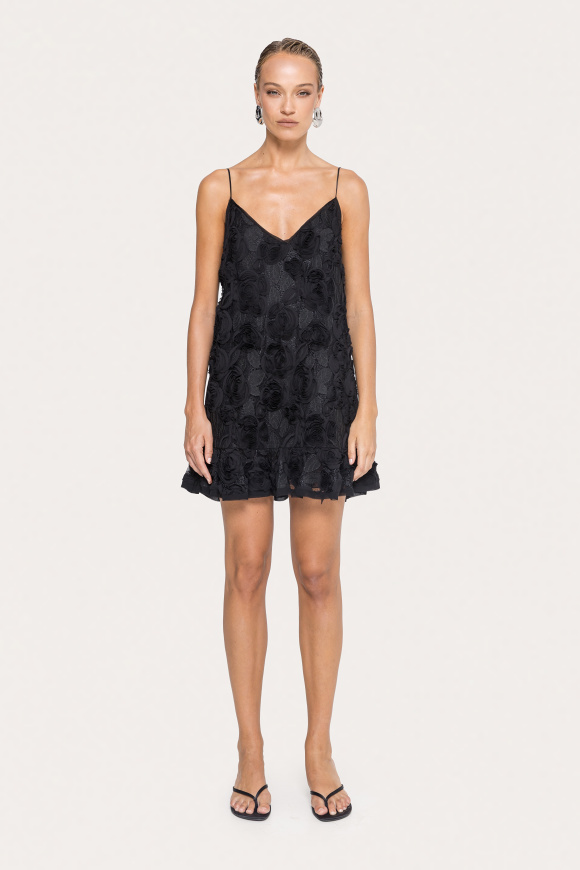 Rochie cu broderie si flori 3D
