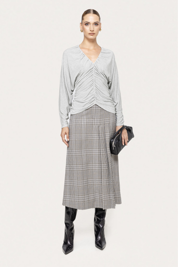 Checked tailored midi skirt