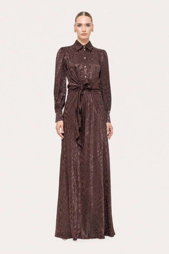 Leopard print viscose-blend midi dress