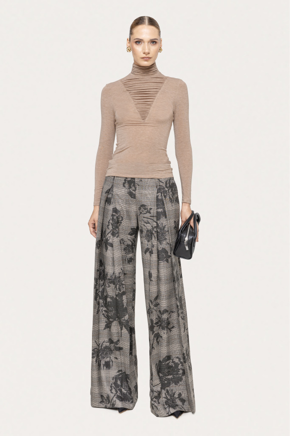 Lyocell wool-blend turtleneck top