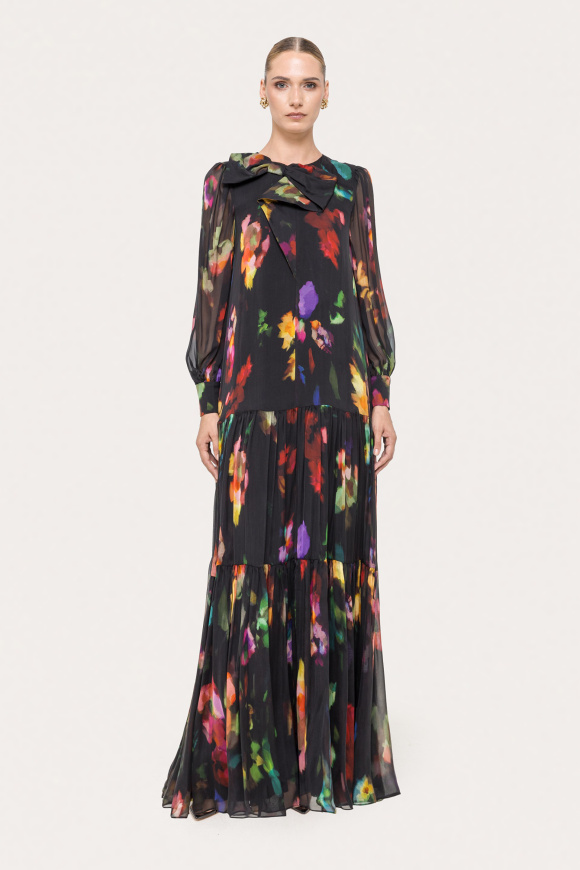 Rochie din mătase cu imprimeu floral