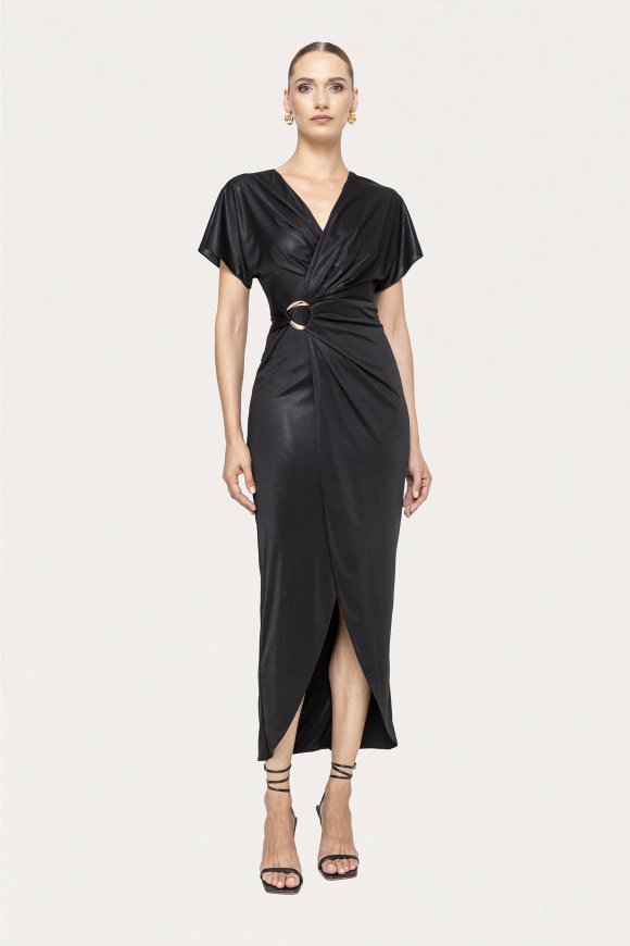 Metallic detail midi dress